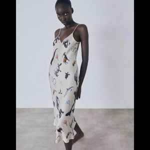 NWOT silk laundry endangered species print 90s slip dress size S